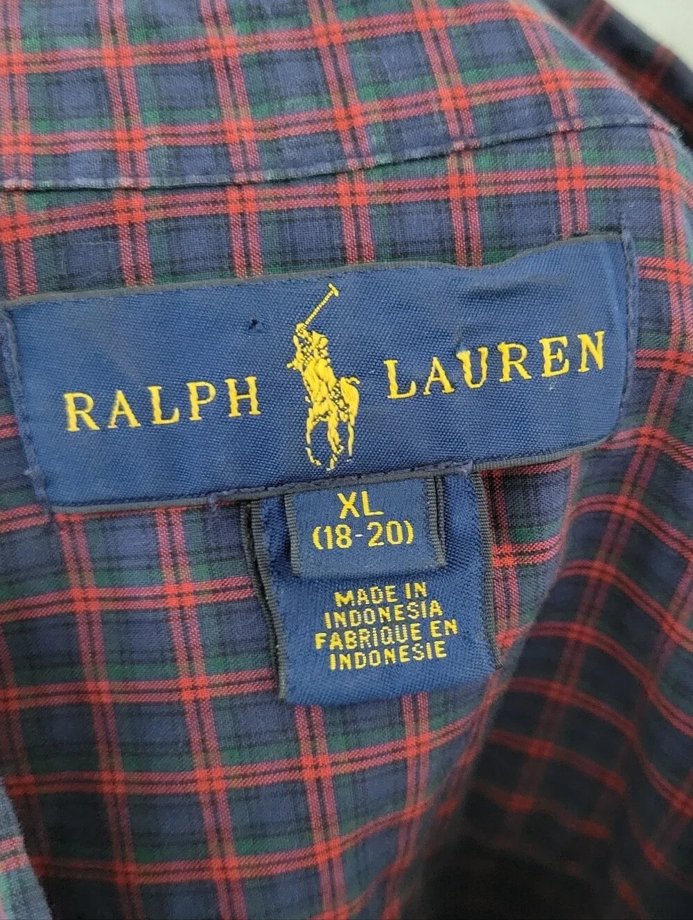 Lot 4 Ralph Lauren Boys Plaid Long Sleeve Button Down Shirts Size XL Red Green